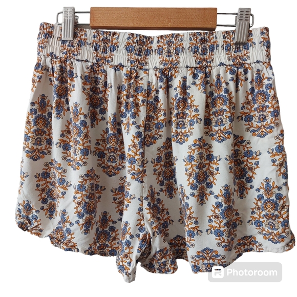 Express Flowy Short Elastic Drawstring Waist Pockets Cottage Coastal Boho Small - Picture 2 of 5